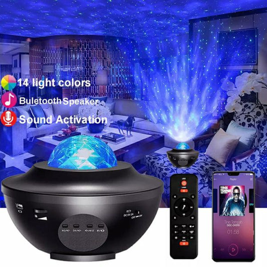 Starry Projector Galaxy Night Light With Ocean Wave Music Speaker Nebula Cloud Ceiling Lamp For Decoration Birthday Gifts Party(random Color)